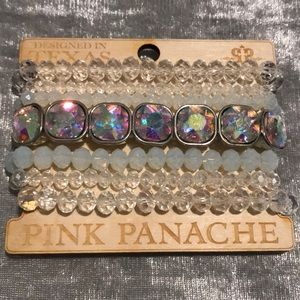 Pink Panache clear 7 layer bracelet with one large clear crystal like stand